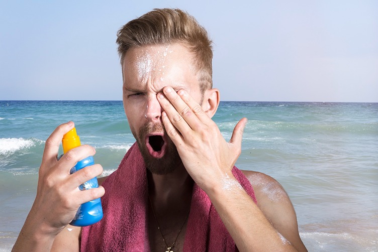 Sunscreen Smear Or Soapy Splash - burning eyes