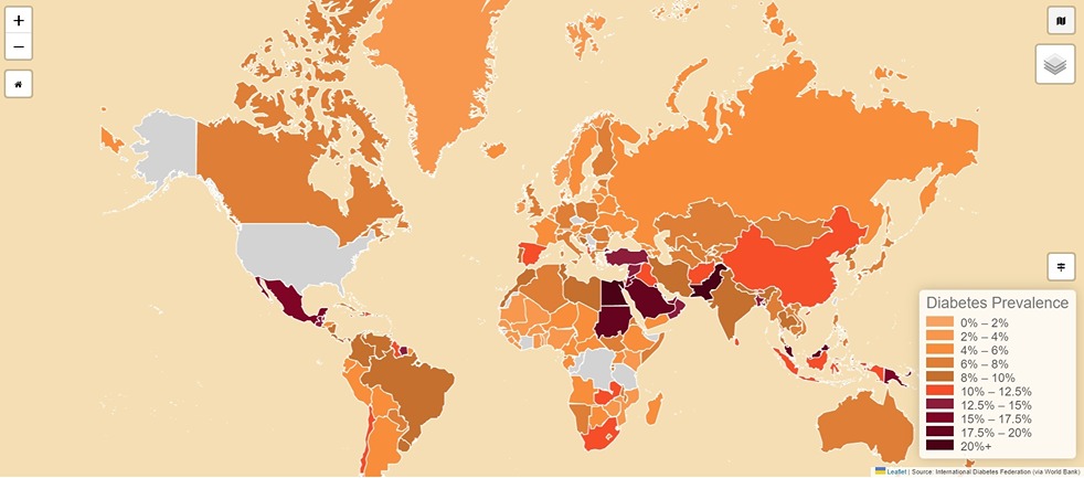 Diabetes prevalence map